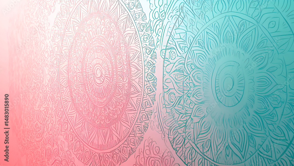 Poster Gradient color background with beautiful circular mandala patterns artistic design