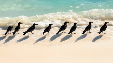 Fototapeta premium Birds on beach, shadows