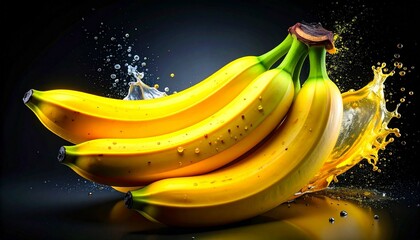 Bananas Splashing in Juice