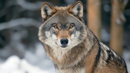 Fototapeta premium a wolf in the snow forest.