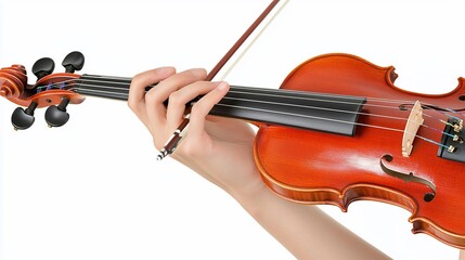 Fototapeta premium Close-up of violin playing, highlighting precision and technique demonstration