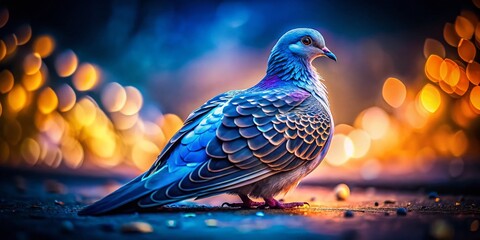 Backlit Dove Silhouette, Low Light Bird Photography, Peaceful Wildlife Image