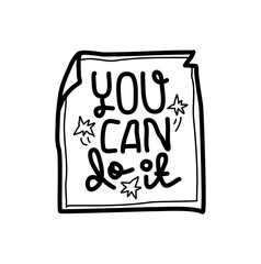 You can do it Hand-Drawn Motivational Text on Paper Note Sketch Design