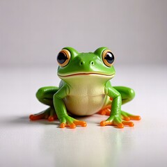 Obraz premium Stunning Cute frog plastic toy on a white background.