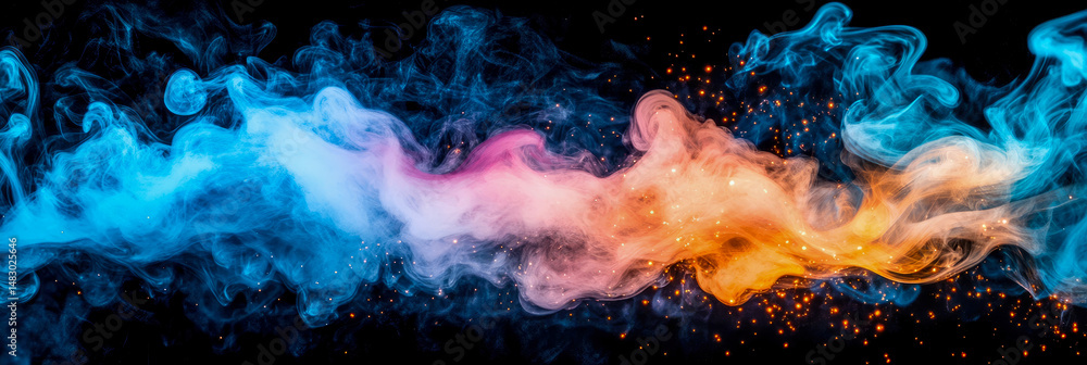 Aufkleber abstract nebula concept: a celestial creation featuring smoke and sparkles on a dark field