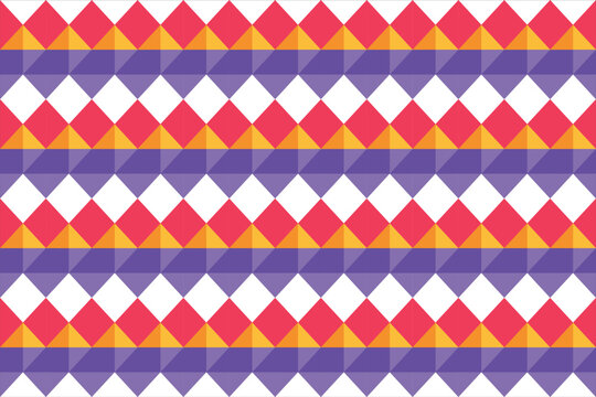 Colorful Red, Yellow, and Purple Horizontal Diamond Stripes Pattern &ndash; Seamless Abstract Geometric Vector
