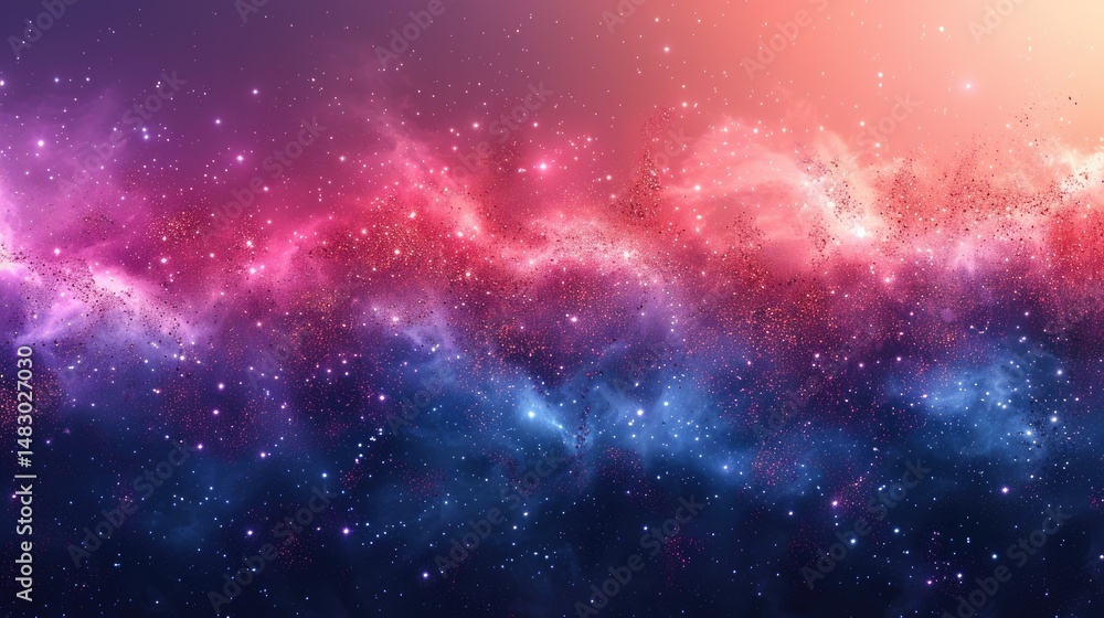 Poster rose gold glitter gradient transitioning from dense to sparse particles, soft bokeh effect