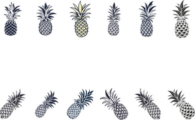 Fototapeta premium pineapple set silhouette vector logo design 06