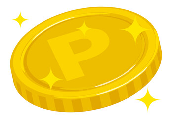 キラキラしているゴールドのポイントコイン イラスト イメージ 素材