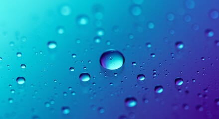 Vibrant Blue and Purple Water Droplets on a Surface