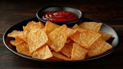 Crispy tortilla chips with salsa