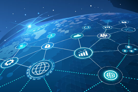 Abstract network background depicting a vibrant startup ecosystem with glowing connections, nodes, and data streams. Ideal for tech presentations or website banners.
