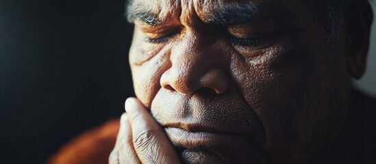 Close-up of a pensive elderly person