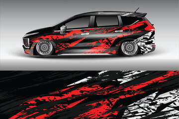 Stylish modified car with dynamic paint design showcased