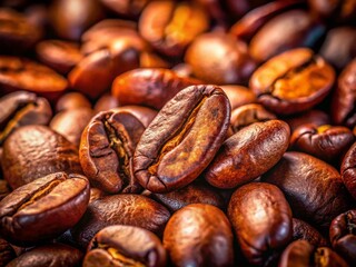 Obraz premium Aromatic Coffee Beans: Close-Up Macro Photography of Roasted Coffee Beans