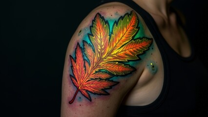 Naklejka premium Maple Leaf Tattoo on the Arm