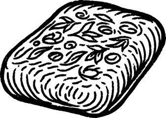Bread Focaccia vector doodle vintage illustration