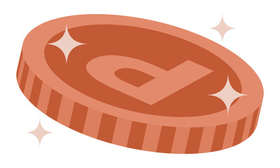 キラキラしているブロンズのポイントコイン イラスト イメージ 素材