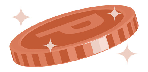 キラキラしているブロンズのポイントコイン イラスト イメージ 素材