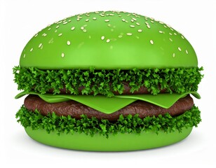 Hamburger close view over white background, fastfood object