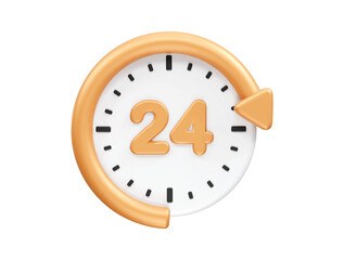 24 hours service icon 3d illustration render