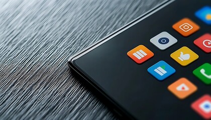 Smartphone app icons on dark screen