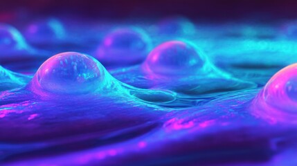 Fototapeta premium Glowing bioluminescent abstract shapes in an underwater environment