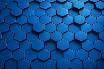 Fototapeta premium Modern 3D Hexagonal Grid Background in Dark Blue Tones with Futuristic Tech-Inspired Design