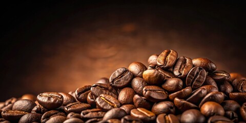 Aromatic Roasted Coffee Beans in a Rich Brown Hue, a Close-Up View Showcasing the Details of Each Bean