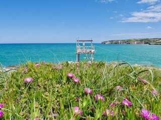 Trabucco, traditional wooden structure used for fishing in Southern Italy, at Spiagga Procinisco. Peschici, Puglia, Italy.