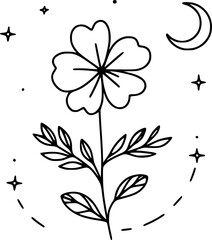 Line drawing of various flowers vector, clipart, transparent, png, element