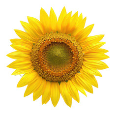 Fototapeta premium Vibrant sunflower with golden petals and a detailed center, isolated on a white background, representing beauty and nature, perfect for decor and design projects.