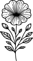 Line drawing of various flowers vector, clipart, transparent, png, element