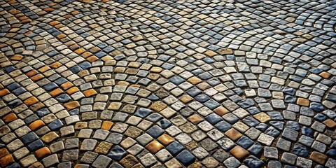 A Colorful Cobblestone Pavement Pattern of Interlocking Stones in a Curving Design