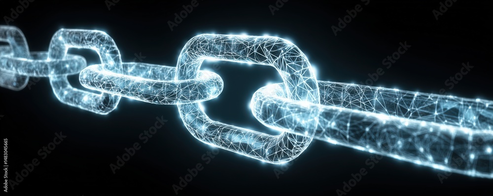 Aufkleber a glowing digital chain link represents blockchain technology and secure digital connections on a da