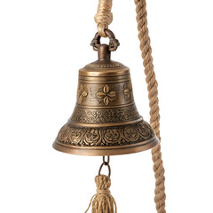 Brass Temple Bell Hanging Isolated Transparent