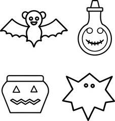 Halloween Line Art Collection,  EPS