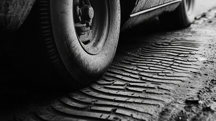 A car whose tires leave imprints that are never the same twice.