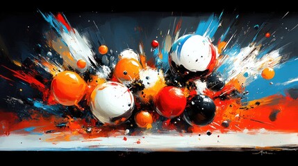 Abstract art showcasing a vibrant explosion of spheres and colors in dynamic composition