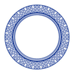 Round frame pattern floral design. ring shape. botanical, natural theme. for decoration, background, home decor, ceramic, fabric, tile. circular border.