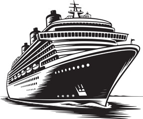 Obraz premium Sailing Ship on Ocean Waves SilhouetteVintage Pirate Ship Vector DesignModern Cargo Ship Silhouette ArtNavy Warship at Sea Silhouette SceneCruise Ship Under Sunset Vector