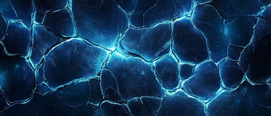 A blue background with a lot of cracks and holes