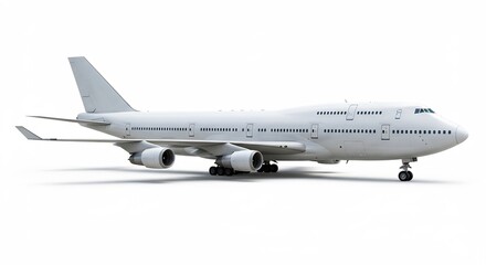 Obraz premium 白い旅客機 静かに地上に佇む 力強い機体 滑走路を待つ. AI Generated