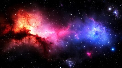 Cosmic Nebula Red and Blue Gas Clouds