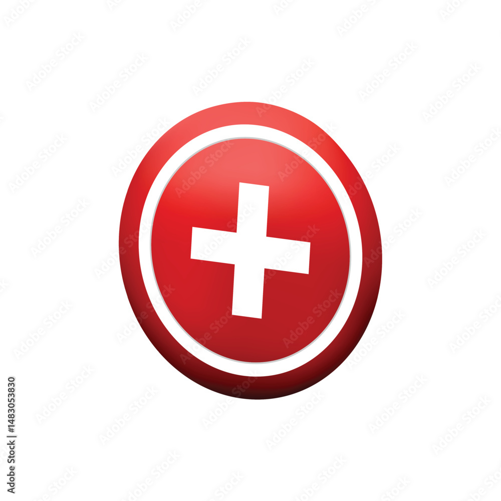 Poster this round glossy red button displays a plus and minus symbol, commonly used as an icon for add or r