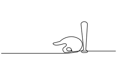 continuous line vector illustration design of baseball helmet