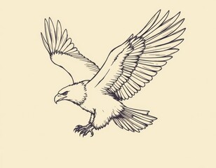 Obraz premium a minimalist line art illustration of an eagle in flight with clean, flowing lines