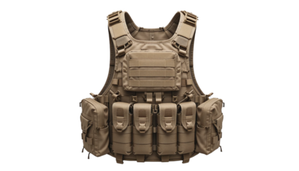 Tactical Molle Vest - Military Gear and Outdoor Equipment Isolated on White