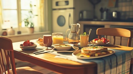 A healthy breakfast on a clean kitchen table 