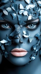 Woman with butterfly face mask